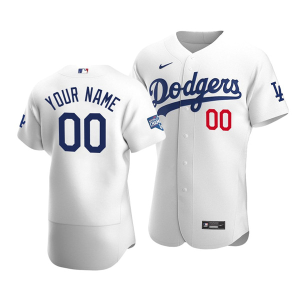 Men's Los Angeles Dodgers Active Player White 2020 World Series Champions Home Patch Stitched MLB Jersey